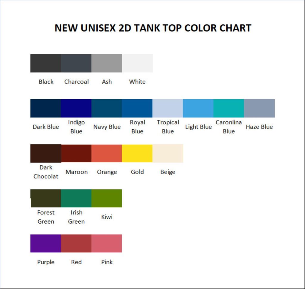 tank top color chart - Danganronpa Gifts